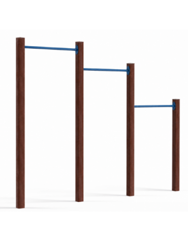 Attrezzo per sollevamento sulle braccia per esercizi ginnici con pali in plastica riciclata e tubi in acciaio - cm 309x9x252h