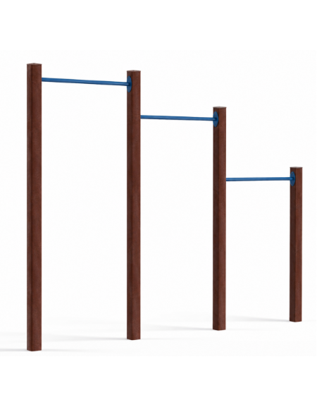Attrezzo per sollevamento sulle braccia per esercizi ginnici con pali in plastica riciclata e tubi in acciaio - cm 309x9x252h