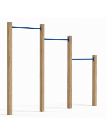 Attrezzo per sollevamento sulle braccia per esercizi ginnici con pali in legno termotrattato e tubi in acciaio - cm 309x9x252h