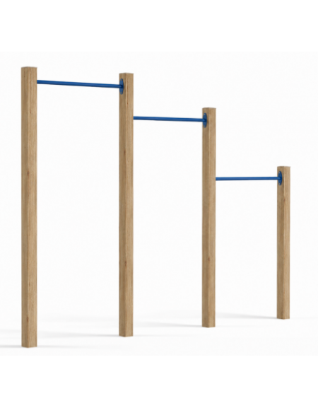 Attrezzo per sollevamento sulle braccia per esercizi ginnici con pali in legno termotrattato e tubi in acciaio - cm 309x9x252h