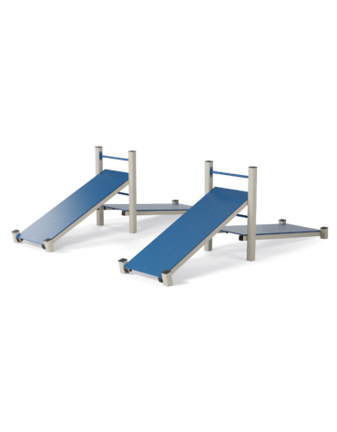 Attrezzo per flessione su panca inclinata con pali in alluminio e pianali in HDPE - cm 365x330x132h