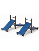 Attrezzo per flessione su panca inclinata con pali in alluminio rifinito in legno light e pianali in HDPE - cm 365x330x132h