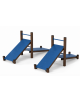 Attrezzo per flessione su panca inclinata con pali in alluminio rifinito in legno light e pianali in HDPE - cm 365x330x132h