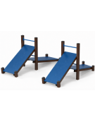 Attrezzo per flessione su panca inclinata con pali in alluminio rifinito in legno dark e pianali in HDPE - cm 365x330x132h