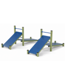 Attrezzo per flessione su panca inclinata con pali in legno pino nordico e pianali in HDPE - cm 365x330x132h