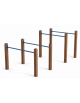 Attrezzo ad ostacoli per esercizi ginnici con pali in alluminio rifinito in legno light e tubi in acciaio - cm 161x348x132h