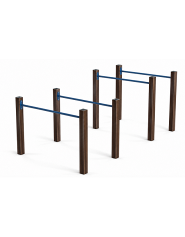 Attrezzo ad ostacoli per esercizi  ginnici con pali in alluminio rifinito in legno dark e tubi in acciaio - cm 161x348x132h