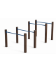 Attrezzo ad ostacoli per esercizi  ginnici con pali in alluminio rifinito in legno dark e tubi in acciaio - cm 161x348x132h