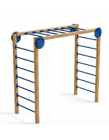 Arrampicata per esercizi ginnici con pali in legno termotrattato e tubi in acciaio - cm 274x116x253h