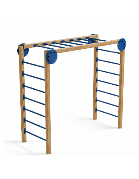 Arrampicata per esercizi ginnici con pali in legno termotrattato e tubi in acciaio - cm 274x116x253h