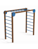 Arrampicata per esercizi ginnici con pali in alluminio rifinito in legno light e tubi in acciaio - cm 274x116x253h