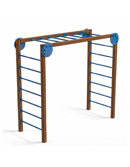 Arrampicata per esercizi ginnici con pali in alluminio rifinito in legno light e tubi in acciaio - cm 274x116x253h