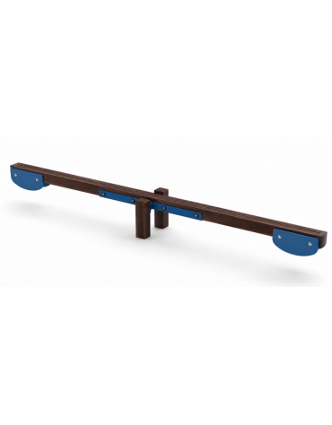 Trave oscillante per esercizi ginnici con pali in alluminio rifinito in legno dark - cm 305x38x32h