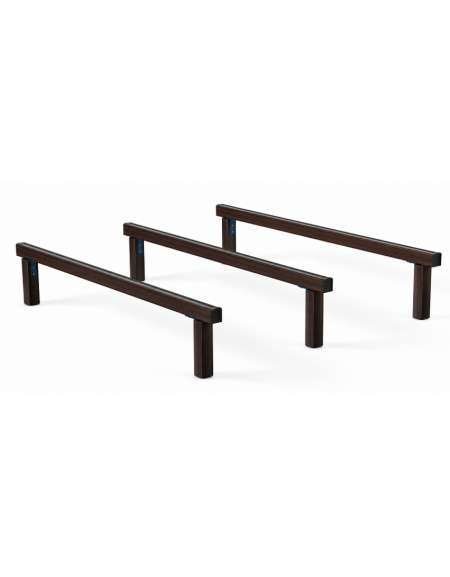 Ostacoli per esercizi ginnici con pali in alluminio rifinito in legno dark - cm 302x230x49h