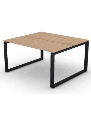 Scrivania dattilo ufficio operativa Bench doppia - gamba chiusa ad anello chiuso e piano spessore mm 18 - cm 140x125x73,5h