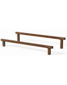 Asse per esercizi per bicipiti e tricipiti con pali in alluminio rifinito in legno light - cm 302x120x49h