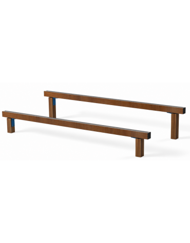 Asse per esercizi per bicipiti e tricipiti con pali in alluminio rifinito in legno light - cm 302x120x49h
