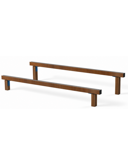 Asse per esercizi per bicipiti e tricipiti con pali in alluminio rifinito in legno light - cm 302x120x49h
