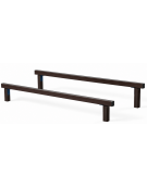 Asse per esercizi per bicipiti e tricipiti con pali in alluminio rifinito in legno dark - cm 302x120x49h
