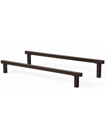 Asse per esercizi per bicipiti e tricipiti con pali in alluminio rifinito in legno dark - cm 302x120x49h