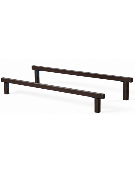 Asse per esercizi per bicipiti e tricipiti con pali in alluminio rifinito in legno dark - cm 302x120x49h