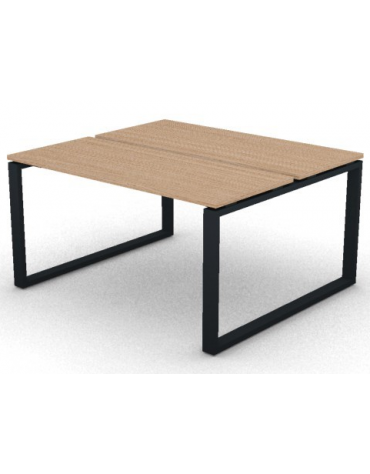 Scrivania dattilo ufficio operativa Bench doppia - gamba chiusa ad anello chiuso e piano spessore mm 25 - cm 140x125x74h