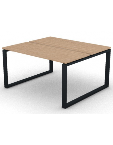 Scrivania dattilo ufficio operativa Bench doppia - gamba chiusa ad anello chiuso e piano spessore mm 25 - cm 140x125x74h