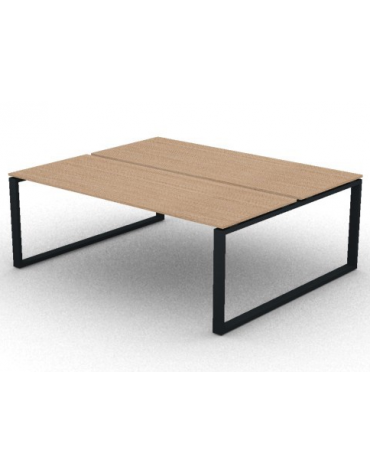 Bench doppio con piano melaminico spessore mm 18 e gamba metallica ad anello chiuso - Colori a scelta - cm 200x165x73,5h