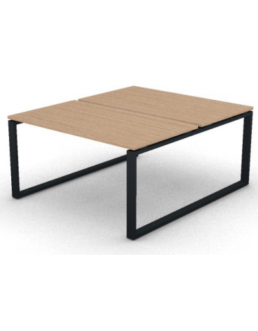 Bench doppio con piano melaminico spessore mm 25 e gamba metallica ad anello chiuso - Colori a scelta - cm 140x165x74h