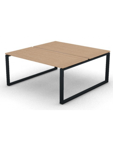 Bench doppio con piano melaminico spessore mm 25 e gamba metallica ad anello chiuso - Colori a scelta - cm 160x165x74h