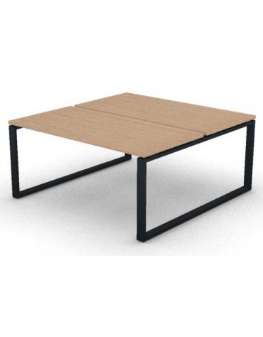 Bench doppio con piano melaminico spessore mm 30 e gamba metallica ad anello chiuso - Colori a scelta - cm 160x165x74,5h