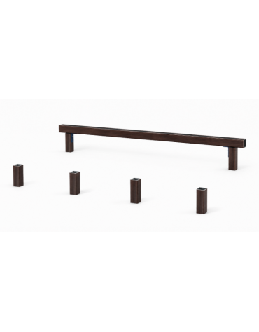 Attrezzatura di equilibrio e slalom con pali in alluminio rifinito in legno dark - cm 305x170x22h