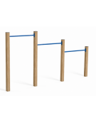 Barre trazioni per esercizi fitness con pali in legno di pino termotrattato e tubi in acciaio - cm 309x9x162h