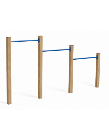 Barre trazioni per esercizi fitness con pali in legno di pino termotrattato e tubi in acciaio - cm 309x9x162h