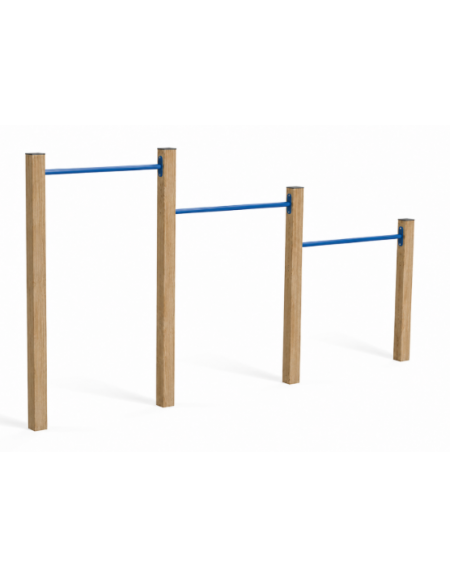 Barre trazioni per esercizi fitness con pali in legno di pino termotrattato e tubi in acciaio - cm 309x9x162h