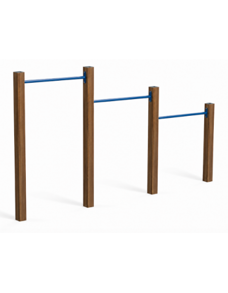 Barre trazioni per esercizi fitness con pali in alluminio rifinito in legno light e tubi in acciaio - cm 309x9x162h