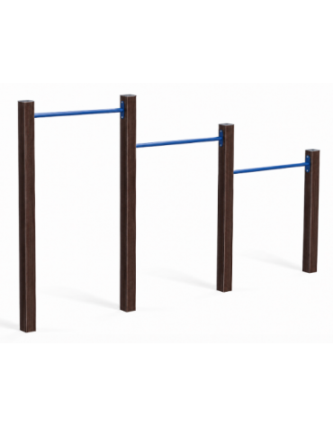 Barre trazioni per esercizi fitness con pali in alluminio rifinito in legno dark e tubi in acciaio - cm 309x9x162h