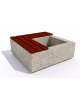 Panchina in cemento quadrata con fioriera cm 80x80, colore Grigio sabbiato - seduta in legno - cm 140x140x45h - Conforme ai CAM