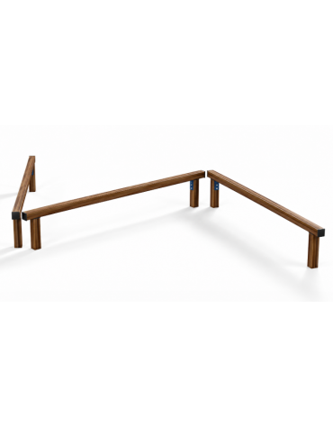 Tripla asse di equilibrio per esercizi ginnici con pali in alluminio rifinito in legno light - cm 490x330x49h