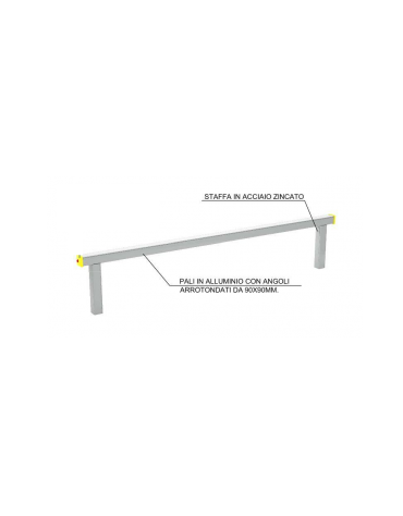Asse per esercizi di camminamento in equilibrio con pali in alluminio - cm 302x9x54h