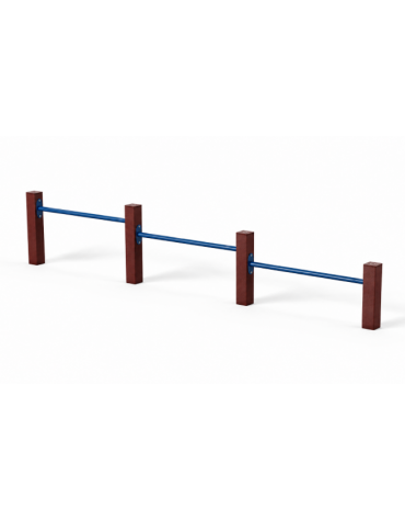 Attrezzo per piegamenti sulle braccia per esercizi ginnici con pali in plastica riciclata e tubi in acciaio - cm 309x9x52h