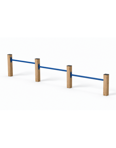 Attrezzo per piegamenti sulle braccia per esercizi ginnici con pali in legno termotrattato e tubi in acciaio - cm 309x9x52h