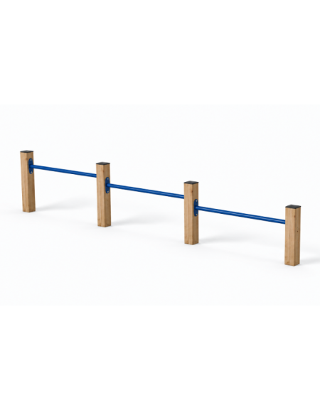 Attrezzo per piegamenti sulle braccia per esercizi ginnici con pali in legno termotrattato e tubi in acciaio - cm 309x9x52h