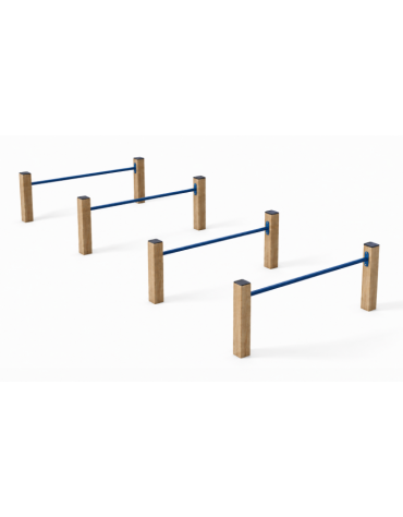 Attrezzo ad ostacoli per esercizi  ginnici con pali in legno termotrattato e tubi in acciaio - cm 161x459x62h