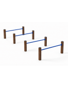Attrezzo ad ostacoli per esercizi  ginnici con pali in alluminio rifinito in legno light e tubi in acciaio - cm 161x459x62h