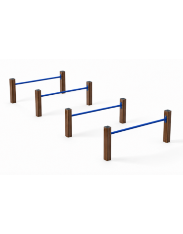 Attrezzo ad ostacoli per esercizi  ginnici con pali in alluminio rifinito in legno light e tubi in acciaio - cm 161x459x62h