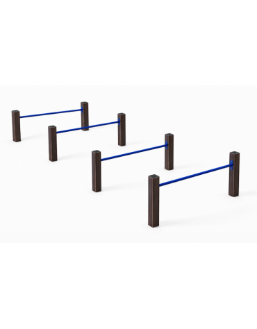 Attrezzo ad ostacoli per esercizi  ginnici con pali in alluminio rifinito in legno dark e tubi in acciaio - cm 161x459x62h