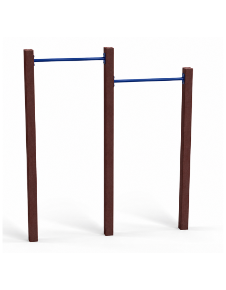 Attrezzo per sollevamento sulle braccia per esercizi ginnici con pali in plastica riciclata e tubi in acciaio - cm 209x9x252h