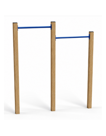 Attrezzo per sollevamento sulle braccia per esercizi  ginnici con pali in legno termotrattato e tubi in acciaio - cm 209x9x252h