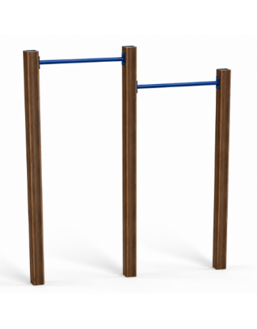 Attrezzo per sollevamento sulle braccia per esercizi ginnici con pali in alluminio rifinito in legno light - cm 209x9x252h